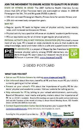 PE outreach postcard